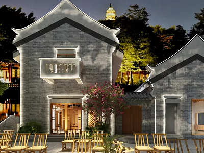 New Chinese Style Outdoor Architecture Commercial Street Retro Gate House Ancient Architecture 3d model