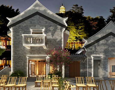 New Chinese Style Outdoor Architecture Commercial Street Retro Gate House Ancient Architecture 3d model