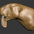 Golden Panther Head Sculpture With Detailed Facial Features And Shiny Surface