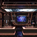 Hi tech KTV Room With Neon Lights Bar Counters And Screens