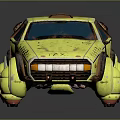 Rusty Yellow Taxi With Large Round Wheels Solar Panel Roof And TAXI Lettering