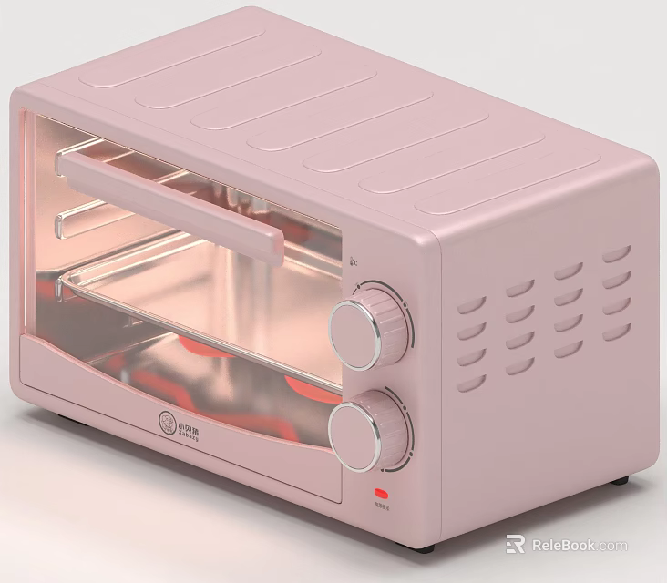 Joyoung Pink Toaster Oven Kitchen Appliance With Transparent Glass Door And Knob Control 3d model 