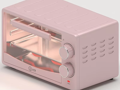 Joyoung Pink Toaster Oven Kitchen Appliance With Transparent Glass Door And Knob Control 3d model