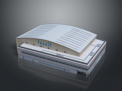Feyair Exhibition Center Modern Building Design With White Striped Roof Exterior 3d model