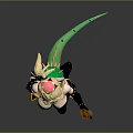 Fantasy Female Character with Golden Crown Black Outfit Green Tail and Flaming Hand