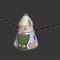 Modern Space Capsule Design Featuring Solar Panels Observation Windows And Logos 3d model