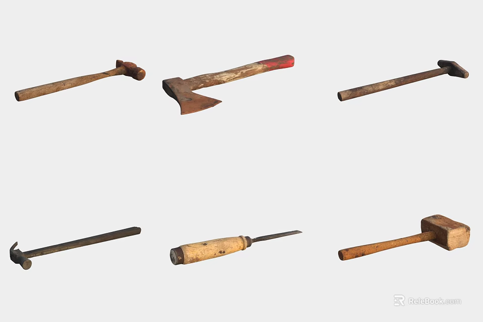 Essential Hardware Tools Collection Including Hammers Axes Chisels And Screwdrivers 3d model 