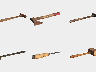 Essential Hardware Tools Collection Including Hammers Axes Chisels And Screwdrivers 3d model