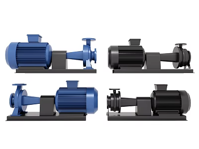Blue And Black Industrial Pumps Different Models With Electric Motor Design 3d model