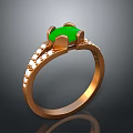 Elegant Gold Ring With Green Heart Shaped Gemstone And Diamond Accents