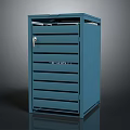 Blue Computer Drawer Storage Cabinet Enclosure With Modern Design Organizer 3d model