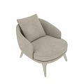 Modern Beige Accent Chair With Curved Arms Comfortable Upholstery And Metal Legs