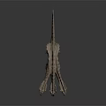 Three Headed Dinosaur Game and Movie Character With Textured Skin and Spiked Back