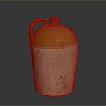 Hand Carved Clay Sculpture Orange And Beige Earthenware Jar With Handle