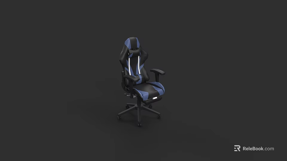 Modern Ergonomic Office Chair With Black And Blue Design Adjustable Backrest And Armrests 3d model 