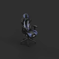 Modern Ergonomic Office Chair With Black And Blue Design Adjustable Backrest And Armrests