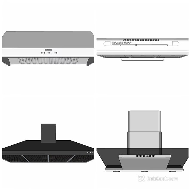 Modern Kitchen Appliances Featuring Different Range Hood Types And Designs 3d model 
