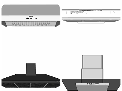 Modern Kitchen Appliances Featuring Different Range Hood Types And Designs 3d model