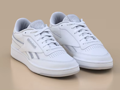 White Reebok Sneakers With Classic Design And Branding 3d model