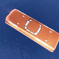 Orange Black Yacht Sailing on Blue Sea with Clear Sky and White Clouds