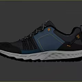 Navy Blue And Teal Outdoor Hiking Shoes With White Sole And Breathable Mesh Design