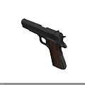 Classic Black Metal Pistol With Textured Grip And Shiny Barrel Design Details
