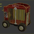 Vintage Red Cage Shaped Decorative Ornament Set With Wheels And KARLIE Lettering