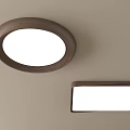 Modern Circular and Square Ceiling Lights with Wooden Frame and White Light Panel 3d model