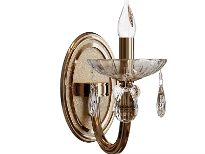 Elegant Gold Wall Sconce With Crystal Accents And Candle Holder Design 3d model