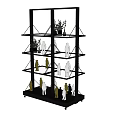 Modern Multi Tiered Shelving Unit Design With Potted Plants And Figurines 3d model
