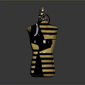 Decorative Human Shaped Bottle With Yellow Black Stripes Ring And Lid On Top