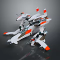 Sci Fi Pilot Character Operating Futuristic White Orange Bionic Mech Aircraft 3d model