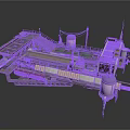 Futuristic Industrial Mechanical Structure With Metal Platforms Pipes And Glass Panels
