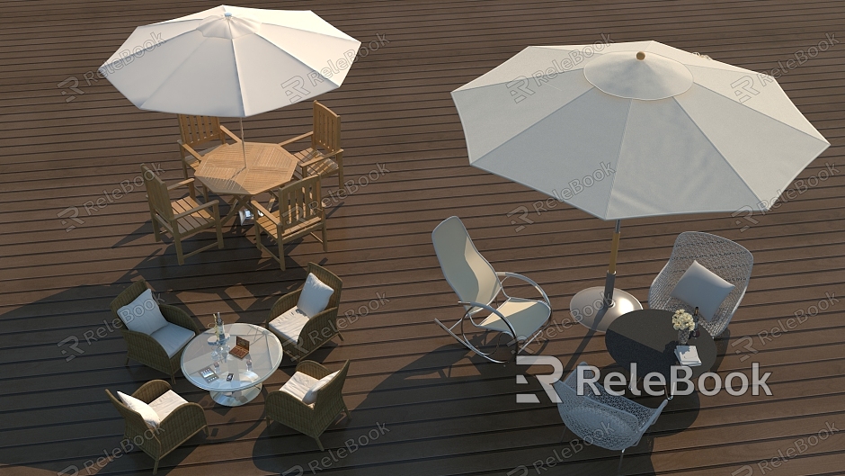 Umbrella Outdoor Seat Parasol Rattan Chair Rattan Tea Seat Leisure Recliner Chair Seat Group Tea Bar Outdoor Teapot Rocking Chair Seat model