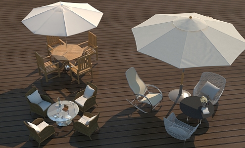 Umbrella Outdoor Seat Parasol Rattan Chair Rattan Tea Seat Leisure Recliner Chair Seat Group Tea Bar Outdoor Teapot Rocking Chair Seat 3d model