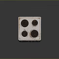 Old White Kitchen Stove with Rusty Burners Worn Knobs and Aged Oven Door