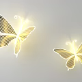 Golden Butterfly Shaped Decorative Lights With Hollow Grid Design And Illuminated Glow
