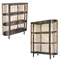 Modern Display Cabinet With Metal Frame And Glass Shelves For Home Decor