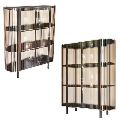 Modern Display Cabinet With Metal Frame And Glass Shelves For Home Decor 3d model