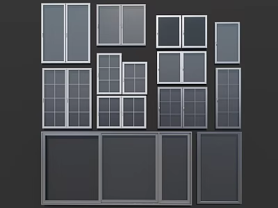 Modern windows, doors and windows, casement windows, glass windows, three-opening windows, double-opening windows, single-opening window combination 3d model