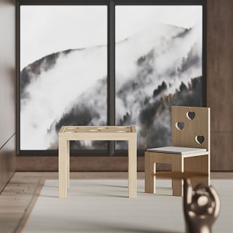 Modern Children's Tables and Chairs Children's Solid Wood Tables and Chairs 3d model