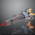 Space Exploration Rocket 3D Model With Flames During Launch Mission