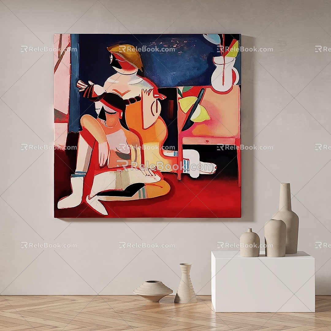 Modern minimalist abstract decorative painting 3d model