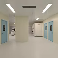 Laboratory Interior With Glass Partitions Stainless Steel Doors Circular Shelves Bright Lighting And White Ceiling