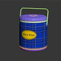 Blue Household Bucket With Grid Pattern Handle And Yellow Nice Day Label 3d model