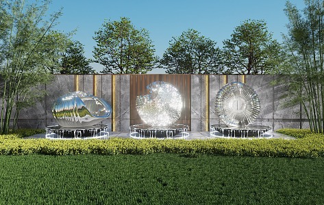 Modern City Sculpture Shaped Stainless Steel Waterscape Sculpture Landscape Wall Sculpture 3d model