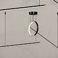 Modern Minimalist Pendant Light With Circular Illuminated Ring And Gray Wall Background 3d model