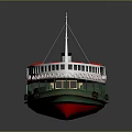 Ferry Ship With Red White Life Rings And Two Decks 3d model