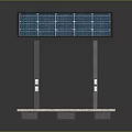 Efficient Solar Panel Renewable Energy Electronic Device With Metal Stand On Wooden Pallet Base