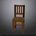 Solid Wood Chair With Vertical Slat Backrest And Flat Seat Design